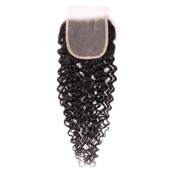 Preciousluxuryhair 1 piece 4*4 Transparent Free Part Lace Closure Curly Hair