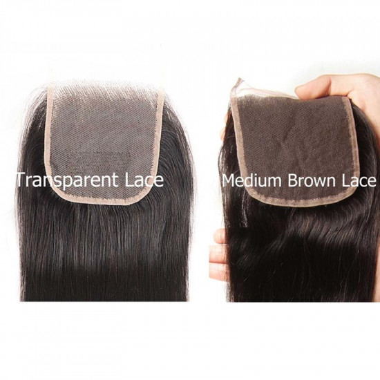 Preciousluxuryhair 1 Bundle 4*4 Transparent Free Part Lace Closure Straight Hair