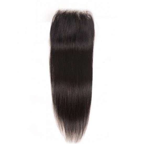 Preciousluxuryhair 1 Bundle 4*4 Transparent Free Part Lace Closure Straight Hair