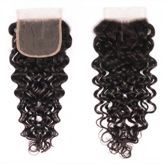 Preciousluxuryhair1 PC 4*4 New Loose Water Wave Lace Closure Free Part, 100% Human Hair