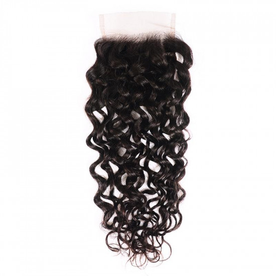 Preciousluxuryhair1 PC 4*4 New Loose Water Wave Lace Closure Free Part, 100% Human Hair