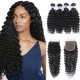 Preciousluxuryhair Hair Remy Series Human Hair Brazilian Deep Wave 4 Bundles with 4*4 Lace closure 100% Human Hair