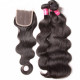 Preciousluxuryhair Hair Virgin Malaysian Hair Body Wave 4 Bundles With 4*4 Lace Closure, Tangle Free, No Shedding