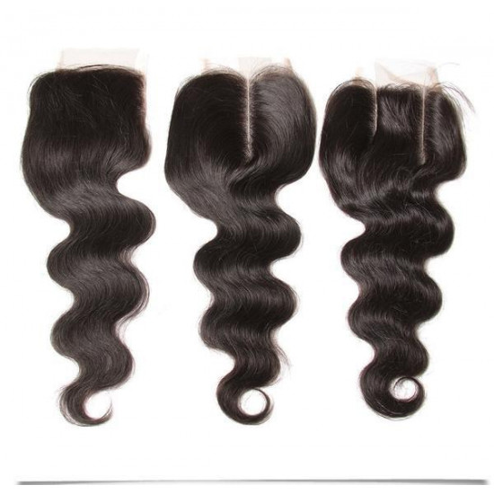 Preciousluxuryhair Hair Virgin Malaysian Hair Body Wave 4 Bundles With 4*4 Lace Closure, Tangle Free, No Shedding