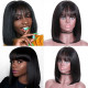 Preciousluxuryhair Short Bob 13*4 Lace Front Wigs Human Hair Wig Silky Straight with Bangs 150% 180% Density For Women