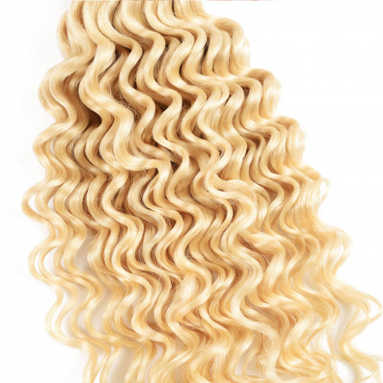 Preciousluxuryhair 3 Bundles 613 Blonde Deep Wave Hair Weave 10-24 Inch On Sale