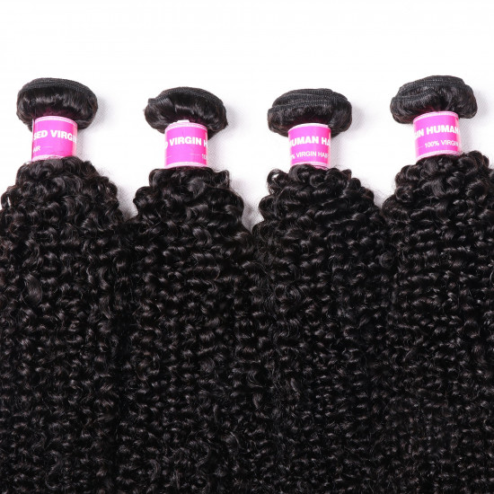 Preciousluxuryhair Hair 4 Bundles Brazilian Kinky Curly Hair Bundles ,Double Weft  Hair Wave On Sale 100% Human Hair