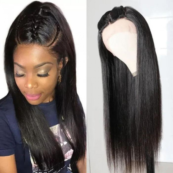 Preciousluxuryhair Straight Human Hair Lace Part Wig 150% Density Natural Hairline Hand Tied Lace Part Wig Pre Plucked Hairline