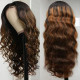 Preciousluxuryhair Balayage Highlights 13x4 Lace Front Wigs Free Part #1b/30 Dark Roots Body Wave Human Hair Wigs