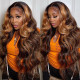 Preciousluxuryhair Balayage Highlights 13x4 Lace Front Wigs Free Part #1b/30 Dark Roots Body Wave Human Hair Wigs