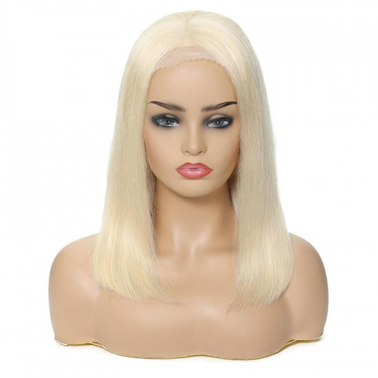 Preciousluxuryhair 613 Blonde Color Straight Bob Wig 100% Human Hair For Women 13 By 4 and 13 By 6 Lace Front Wigs 150% Density Human Hair Wigs