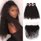 Preciousluxuryhair Hair Brazilian Curly Hair Lace Frontal with 3 Bundles, 100% Virgin Human Hair Extensions Wefts