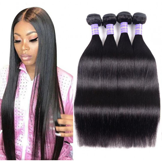 Preciousluxuryhair Hair Affordable Remy Human Hair Weaves Brazilian Straight Hair 4 Bundles Deal