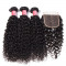 Preciousluxuryhair Hair Brazilian Virgin Curly Hair 3 Bundles with 4*4 Lace Closure 100% Human Hair