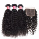 Preciousluxuryhair Hair Brazilian Virgin Curly Hair 3 Bundles with 4*4 Lace Closure 100% Human Hair