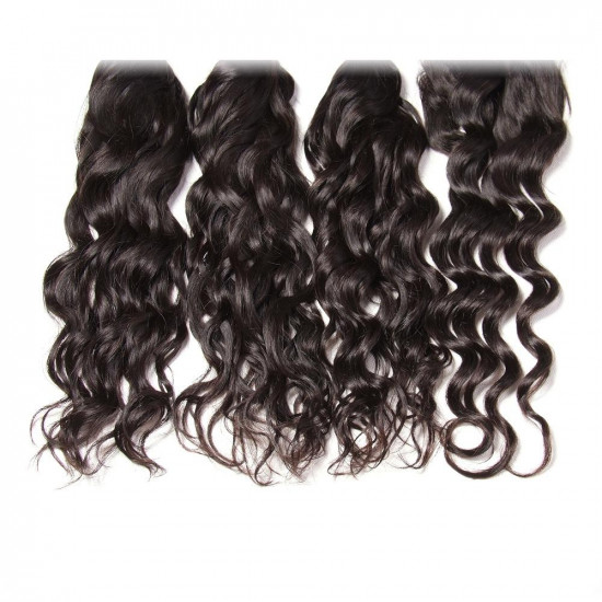 Preciousluxuryhair Hair Brazilian Natural Wave Hair Bundles 4 Bundles with Lace Closure, Unprocessed 8A Affordable Brazilian Hair