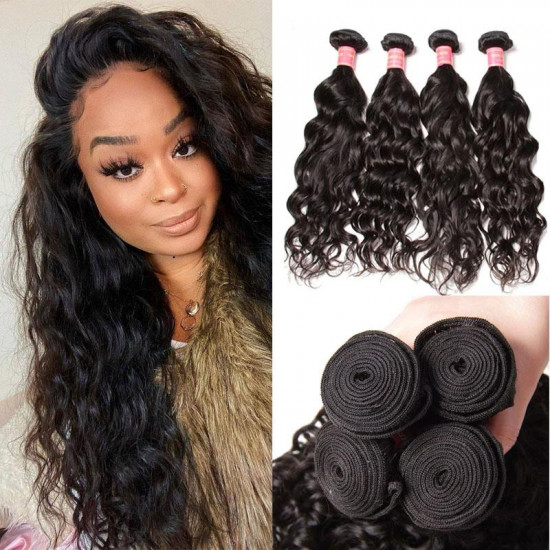 Preciousluxuryhair Hair Brazilian Natural Wave Hair 4 Bundles, 100% Virgin Human Hair