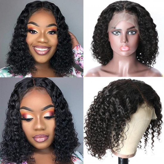 Preciousluxuryhair Full Lace Frontal Wig Short Bob Curly Human Hair Wig Pre Plucked Undetectable Realistic Hairline Lace Frontal Wig