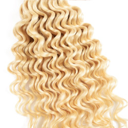 Preciousluxuryhair Hair 3 Bundles 613 Blonde Deep Wave Human Hair Weaves With 4X4 Lace Closure