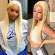 Preciousluxuryhair Hair 3 Bundles 613 Blonde Straight Human Hair Weaves With 4X4 Lace Closure