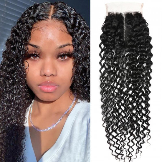 Preciousluxuryhair Hair 4 By 1 Size T Shape Middle Part Swiss Lace Closure 100% Human Hair Lace Closure