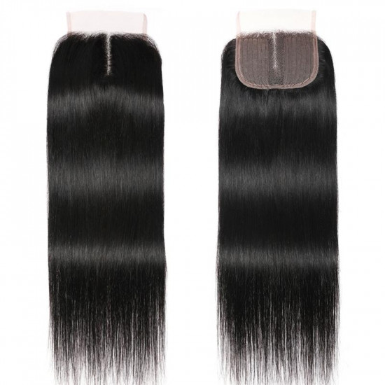 Preciousluxuryhair Hair 4 By 1 Size T Shape Middle Part Swiss Lace Closure 100% Human Hair Lace Closure