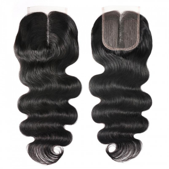 Preciousluxuryhair Hair 4 By 1 Size T Shape Middle Part Swiss Lace Closure 100% Human Hair Lace Closure