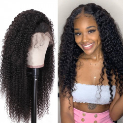 Preciousluxuryhair Hair 9a Grade Natural Pre-plucked Long Curly Transparent Lace Front Wigs 100% Human Hair 180% Density