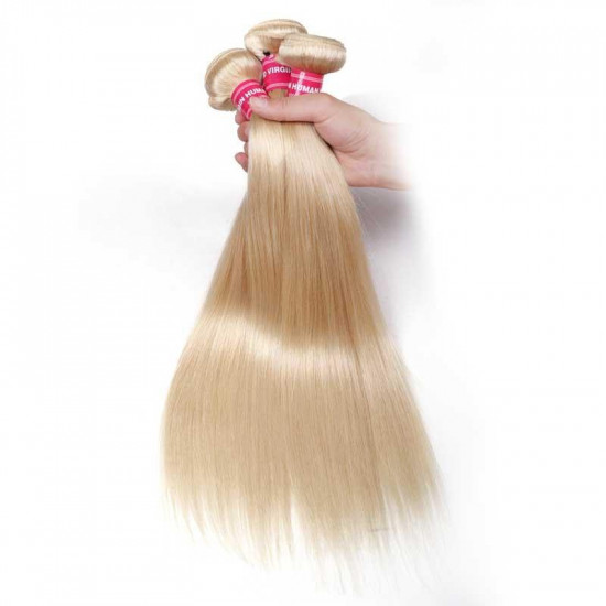 Preciousluxuryhair Hair Blonde 613 Hair Weave 3 Bundles Straight Hair Virgin Human Hair Weft