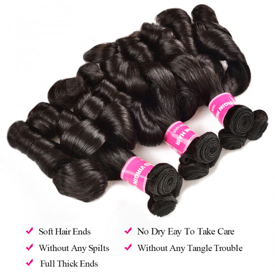 Preciousluxuryhair Hair Brazilian Funmi Curl Loose Wave, Double Drown Human Hair Bundles On Sale