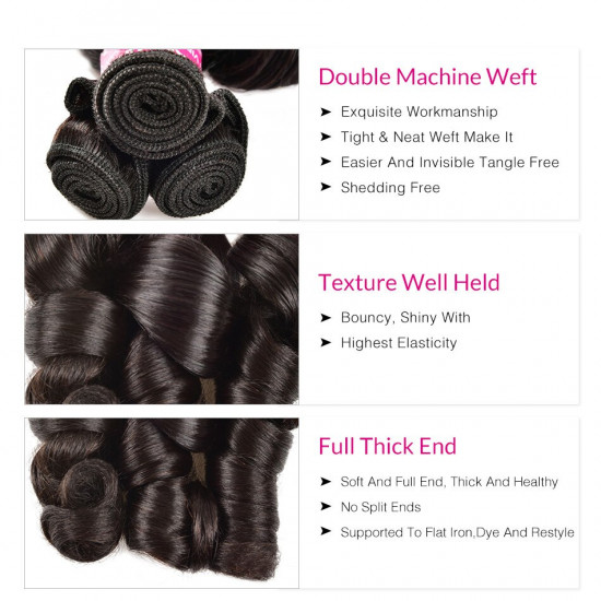 Preciousluxuryhair Hair Brazilian Funmi Curl Loose Wave, Double Drown Human Hair Bundles On Sale