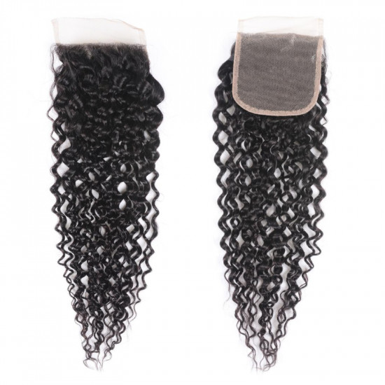 Preciousluxuryhair Hair Brazilian Human Curly Hair 4x4 Free Part Lace Closure Pre-Plucked With Baby Hair