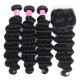 Preciousluxuryhair Hair Brazilian Loose Deep Wave 3 Bundles Hair with 4*4 Lace Closure Deals