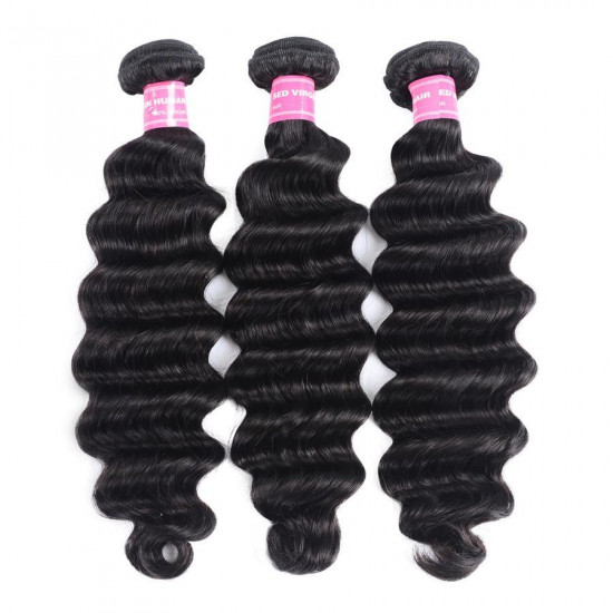 Preciousluxuryhair Hair Brazilian Loose Deep Wave 3 Bundles Hair with 4*4 Lace Closure Deals