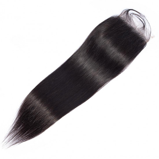 Preciousluxuryhair Hair Brazilian Human Straight Hair 4x4 Free Part Lace Closure Pre-Plucked With Baby Hair