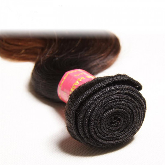 Preciousluxuryhair Hair 1 Bundle Ombre Body Wave Hair #T1b/4/27 Ombre Brown Virgin Hair Bundle 16