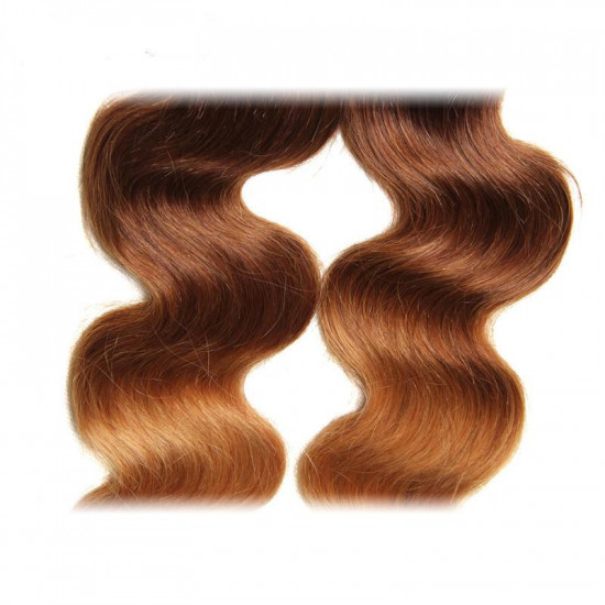 Preciousluxuryhair Hair 1 Bundle Ombre Body Wave Hair #T1b/4/27 Ombre Brown Virgin Hair Bundle 16