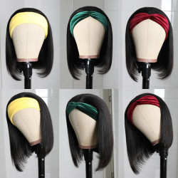 Preciousluxuryhair Headband Bob Wigs Straight Glueless Human Hair Wigs 150% Density Easy Wear & Go Wigs