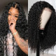 Preciousluxuryhair Jerry Curly Lace Part Wig High Quality 4x4 Lace Closure Hand Tied Lace Part Line Natural Color Hair Wigs 150% Density