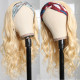 Preciousluxuryhair High-quality 613 Blonde Color Headband Wig Natural Wave Glue-less Human Hair Wigs with Hair Scarf Gifts