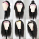 Preciousluxuryhair High-Quality Jerry Curly Human Hair Half Wigs Glueless Wigs with Random Gift Headband