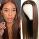 Preciousluxuryhair #4 Chestnut Brown Color Straight Human Hair Wigs Hand Tied Lace Part Wig 150% Density