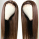 Preciousluxuryhair #4 Chestnut Brown Color Straight Human Hair Wigs Hand Tied Lace Part Wig 150% Density