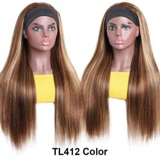 Preciousluxuryhair Highlight Blonde Piano Color Straight Headband Wigs 150% Density Glue-less 100% Human Hair Wigs