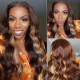 Preciousluxuryhair Highlight Brown Chocolate D427 Color Long Straight Hand Tied Lace Part Wig100%  Human Hair Wigs