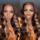 Preciousluxuryhair Highlight Brown Chocolate D427 Color Long Straight Hand Tied Lace Part Wig100%  Human Hair Wigs