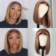 Preciousluxuryhair Highlight Straight Bob 4 by 4 Hand Tied Lace Part Wig Ombre Color Human Hair Wigs