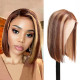 Preciousluxuryhair Highlight Straight Bob Wig 150% Density TL412 Ombre Colored Pre-plucked 13 By 4 Lace Front Human Hair Wigs