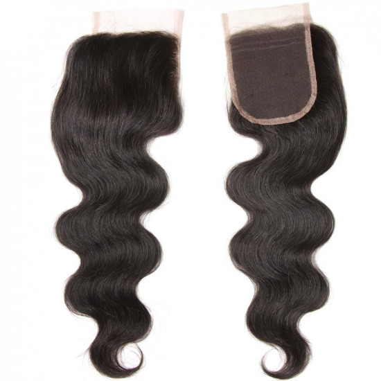 Preciousluxuryhair 1pcs 4*4 Lace Closure Body Wave Hairstyle Three/Middle/Free Part Swiss Lace Closure