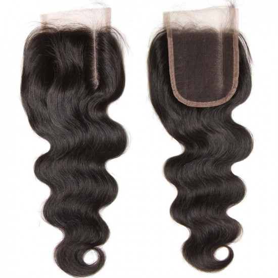 Preciousluxuryhair 1pcs 4*4 Lace Closure Body Wave Hairstyle Three/Middle/Free Part Swiss Lace Closure